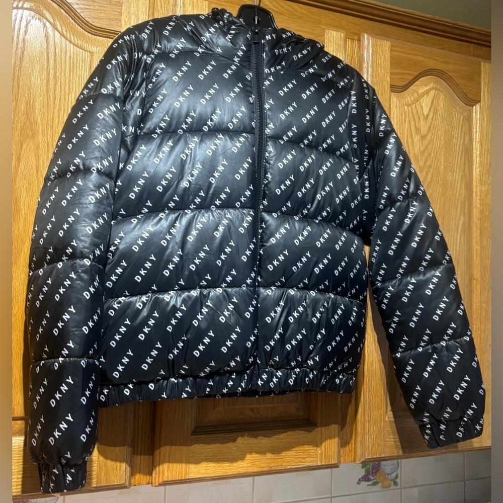DKNY Sport Logo Black Puffer Jacket Women’s XS - Picture 3 of 9
